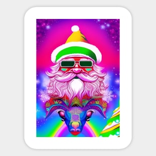 Retro Vintage Pink Santa Clause Sticker